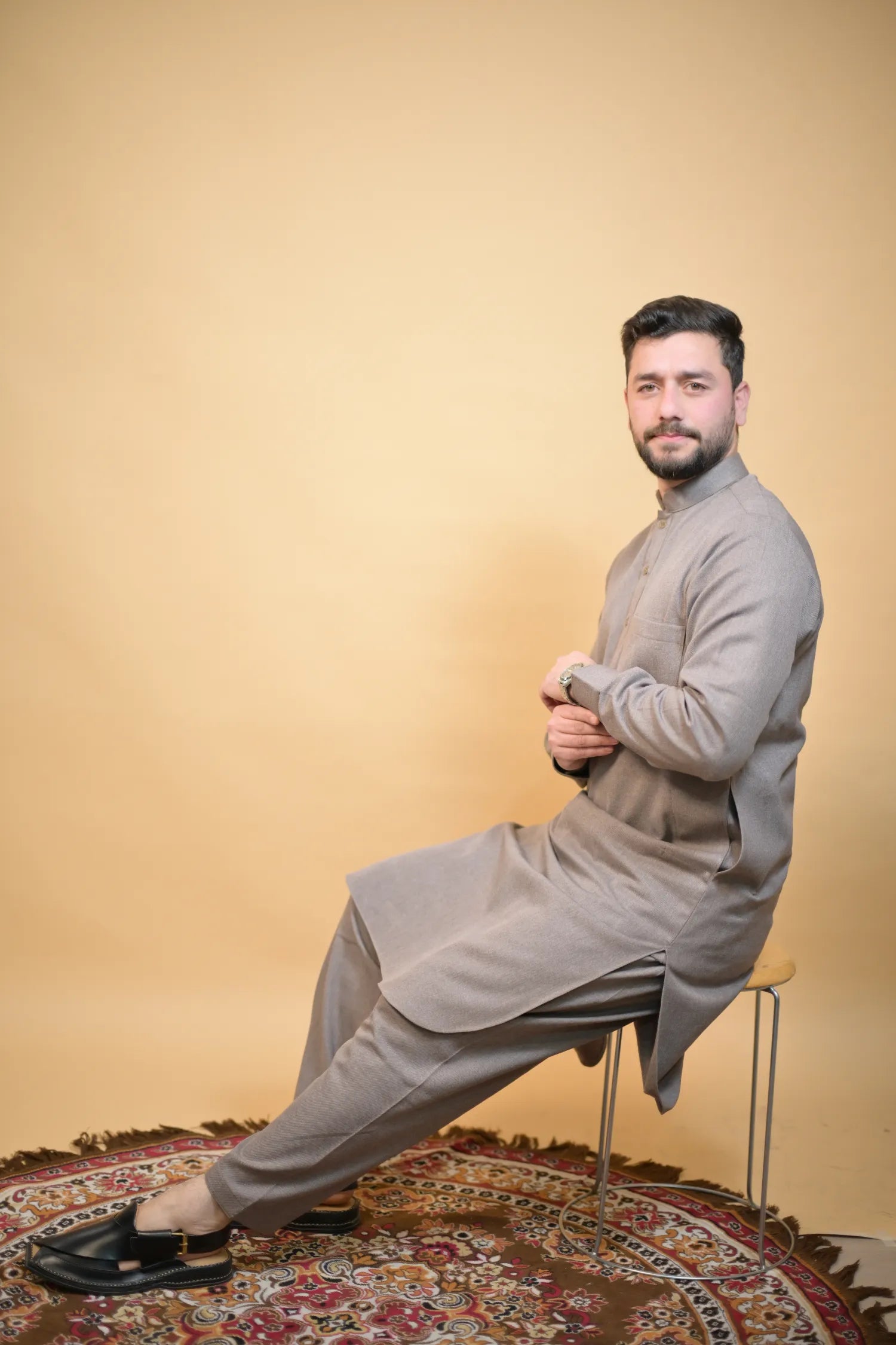 baraqah brown winter kameez shalwaar for men 
